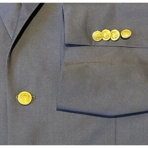 Oak Hill Blazer‎ Sport Coat Wool 50R Blue Lined Gold Buttons Classic